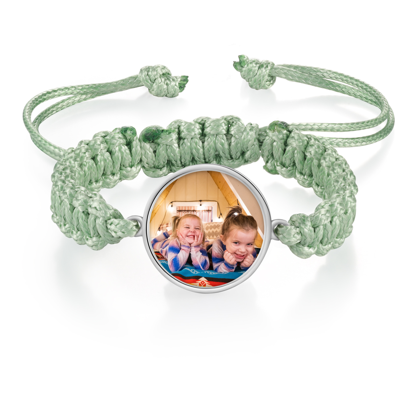 Pulsera de cuerda para familia con 2 fotos personalizadas para padres e hijos-Jessemade ES