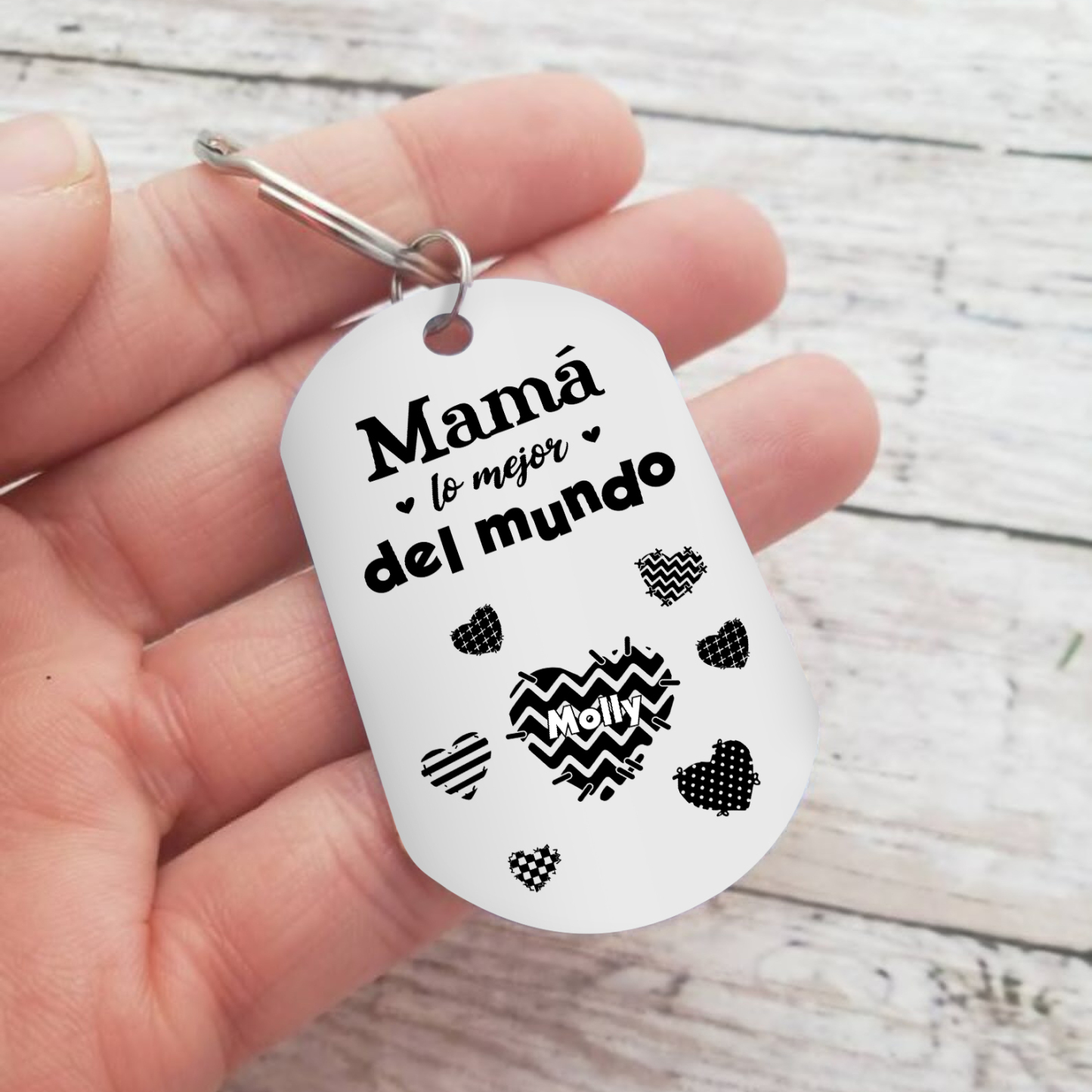 A mi mamá-Llavero 1-6 Nombres Personalizados CORAZONES-Jessemade ES