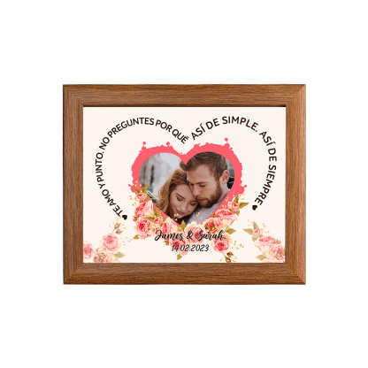 Marco de 1 foto de madera para pareja 2 nombres y fecha personalizados-Jessemade ES