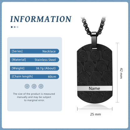 Collar de placa personalizado con 1 nombre para hombre-Jessemade ES