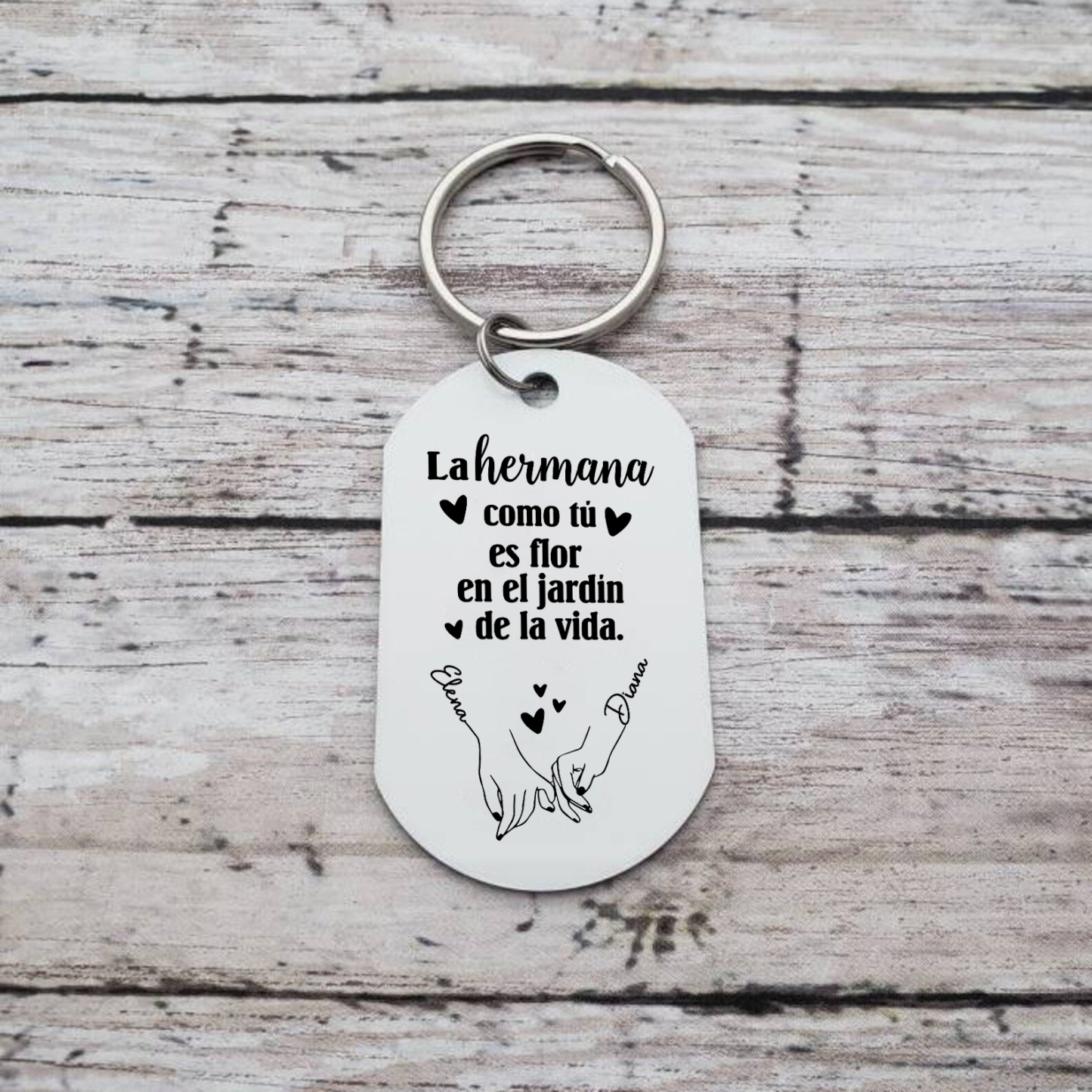 A mi hermana - Llavero con 2 nombres personalizados con foto-Jessemade ES