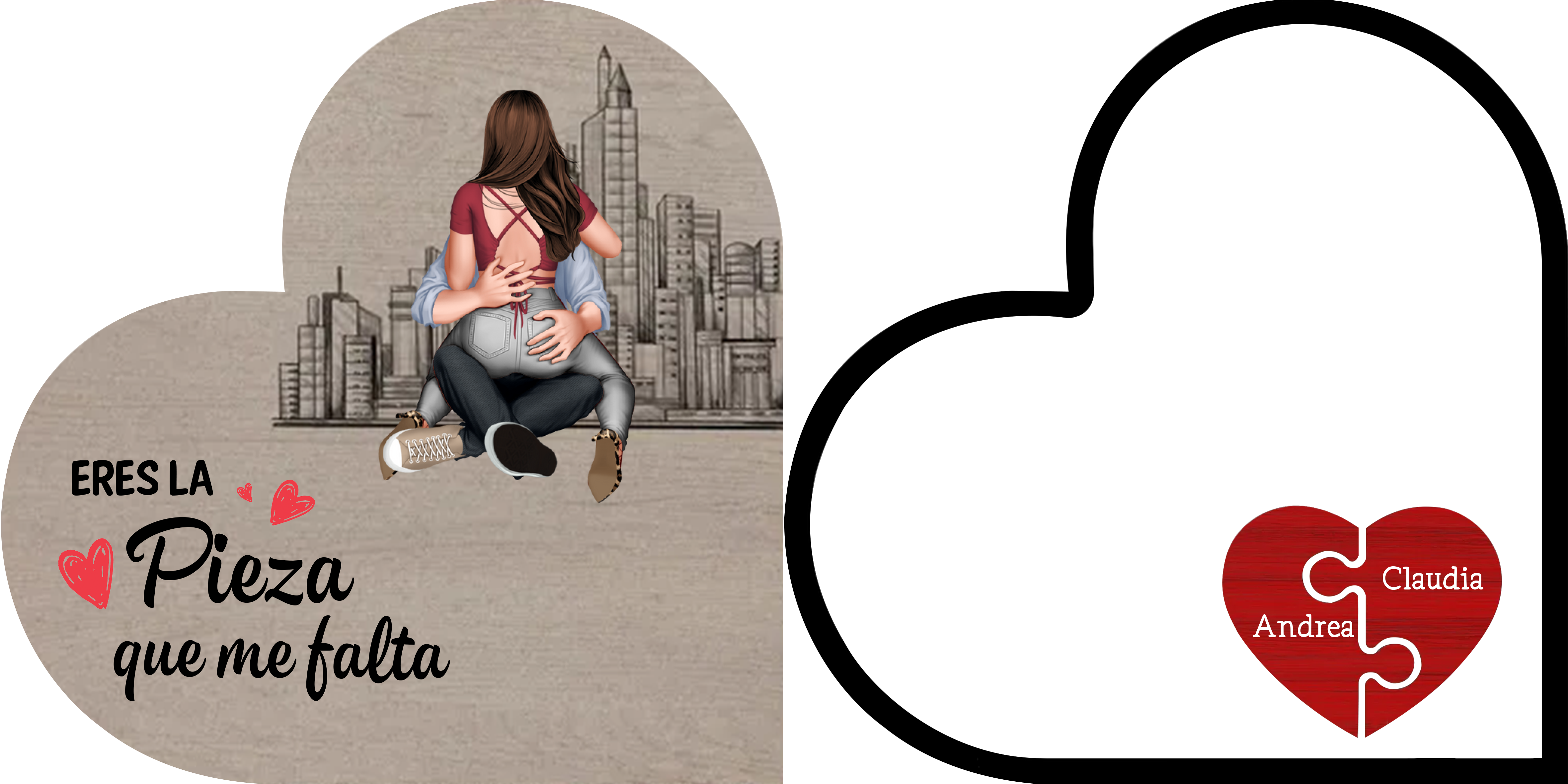 Placa de rompecabezas de madera con forma de corazón con soporte para parejas, "Eres la pieza que me falta"