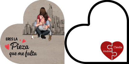 Placa de rompecabezas de madera con forma de corazón con soporte para parejas, "Eres la pieza que me falta"