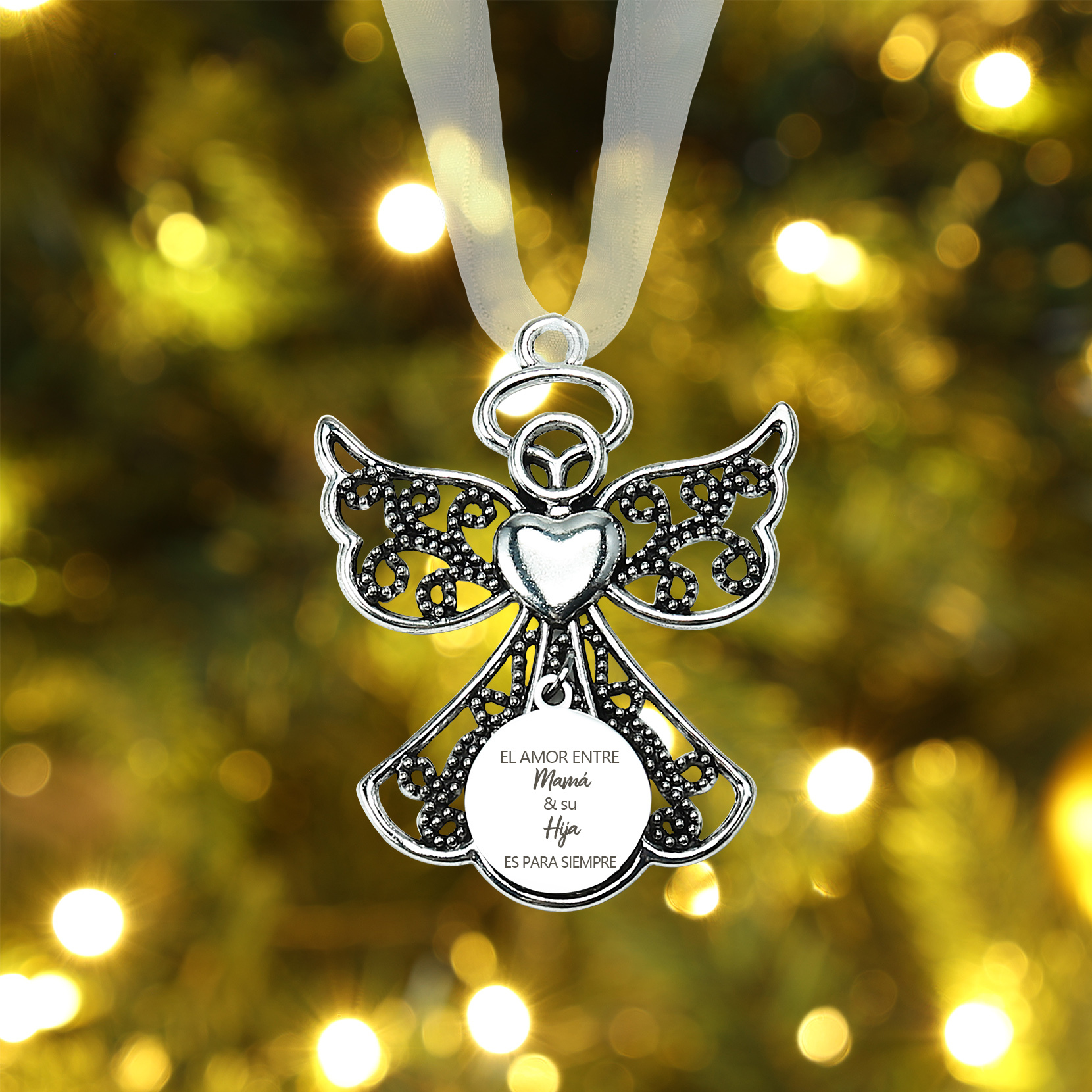 Navidad-Ornamento navideño de ángel amor entre mamá e hija