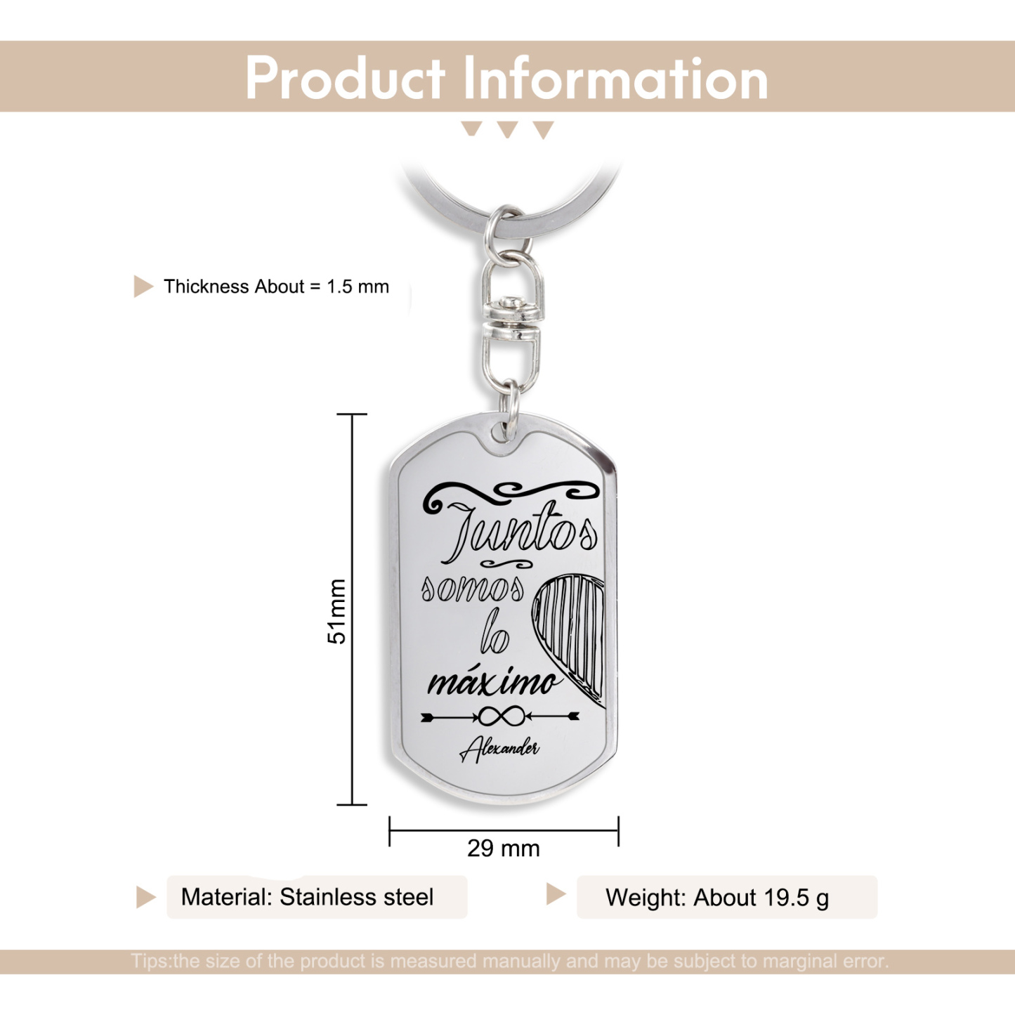 Llavero personalizado con 1 nombre para pareja unidad de llaveros-Jessemade ES