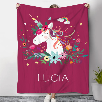 Manta de buen calidad con Unicornio personalizada con 1 nombre-Jessemade ES