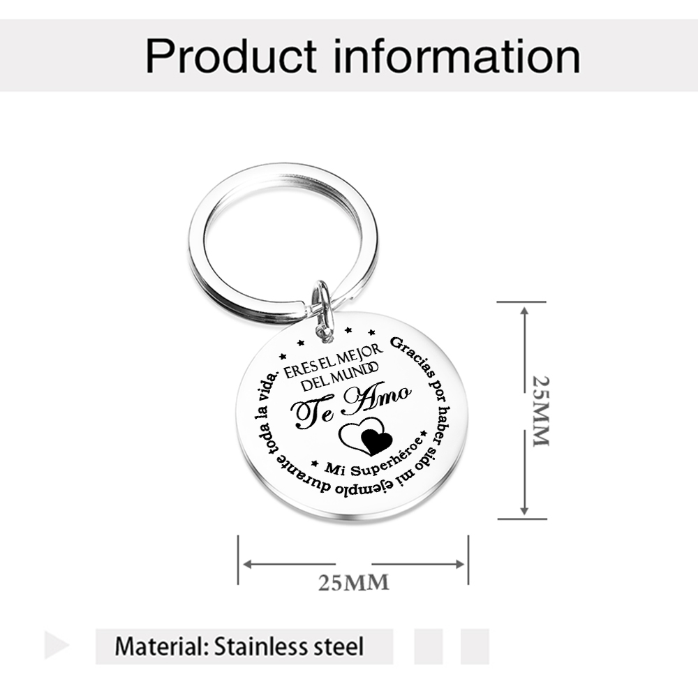 A mi papá-Llavero de placa redonda "papá mi superhéroe"-Jessemade ES
