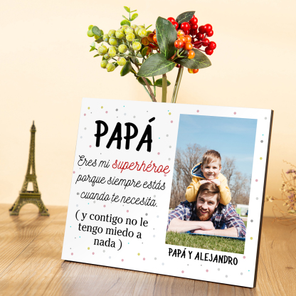 A mi papá - Lámina marco de madera 1 nombre personalizado con 1 foto-Jessemade ES