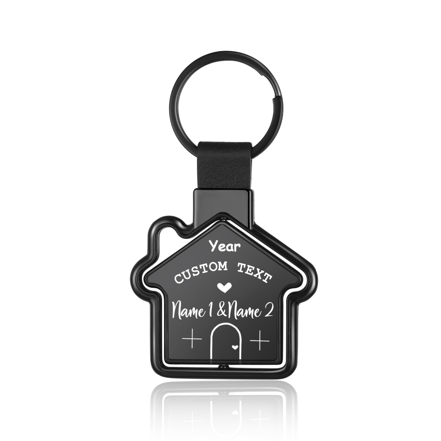 Dulce casa-Llavero en forma de casa personalizado con 2 nombres, 1 texto y año-Jessemade ES