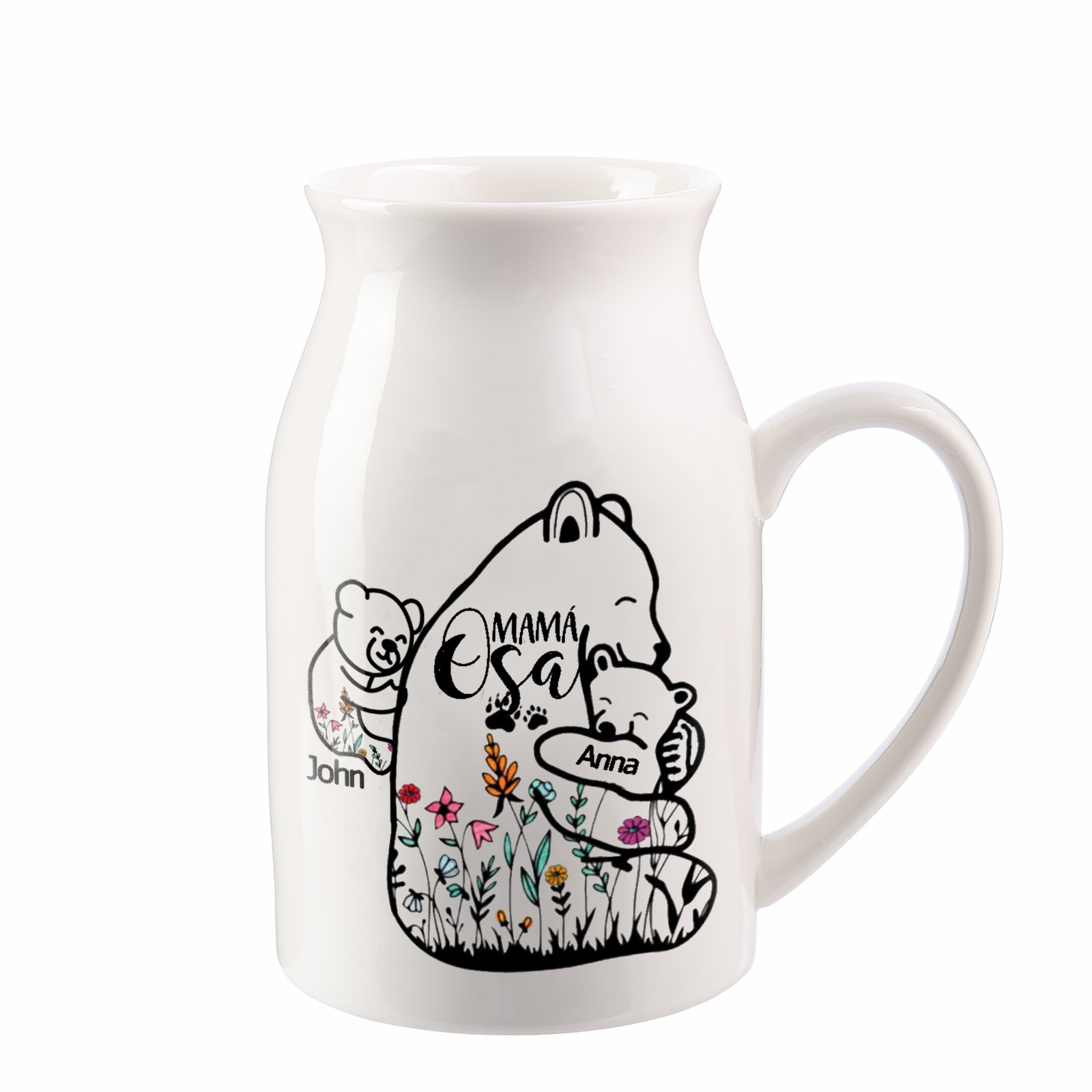 Florero de cerámica mamaosa y sus bebés 2-8 nombres personalizados con texto decoración del hogar-Jessemade ES