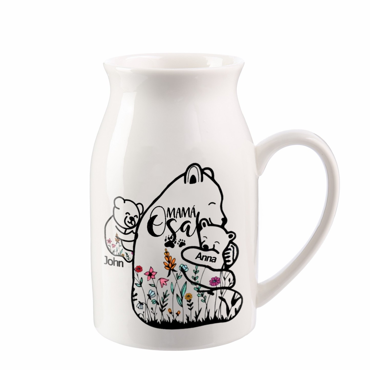 Florero de cerámica mamaosa y sus bebés 2-8 nombres personalizados con texto decoración del hogar-Jessemade ES