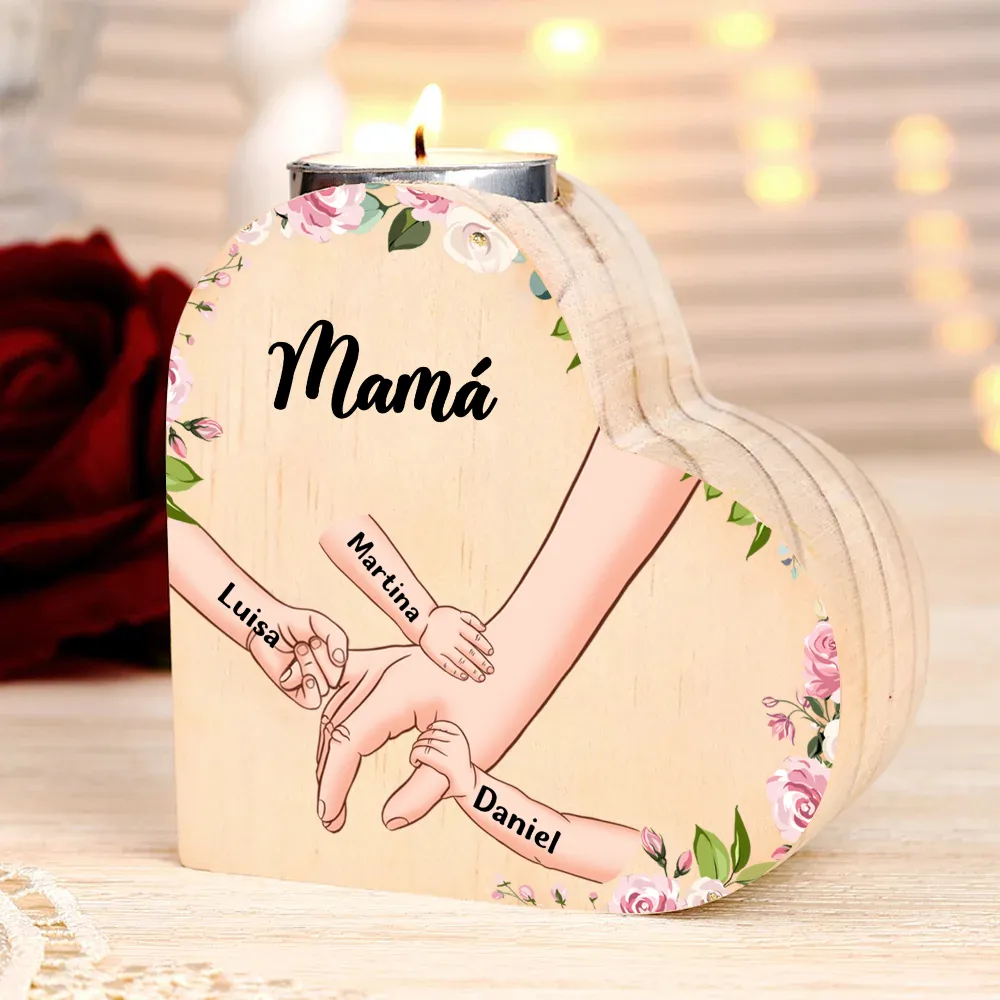candelero de madera para el Día de la Madre