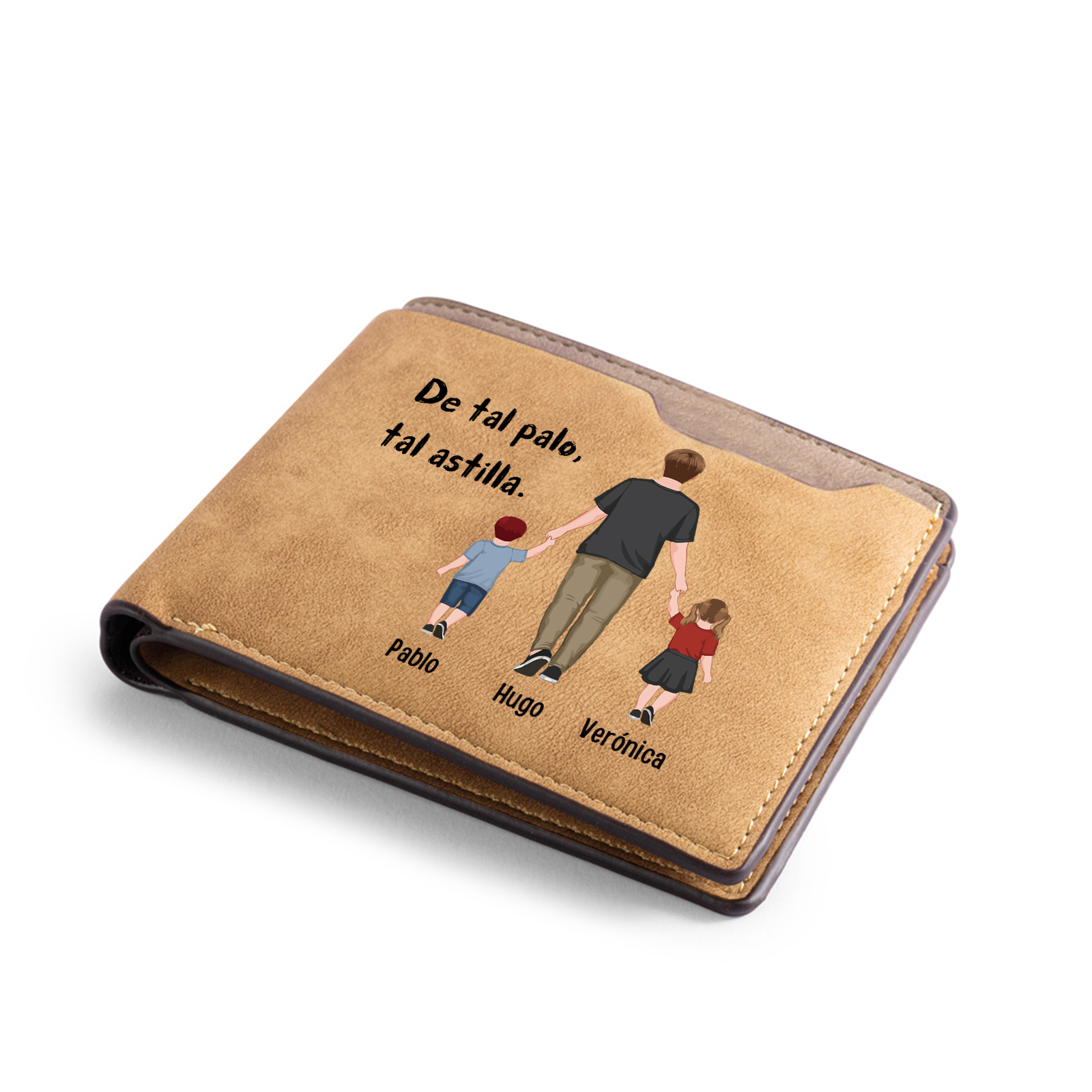 A mi papá-Cartera, billetera clásica siluetas 2-3 nombres personalizados para hombre monedero-Jessemade ES
