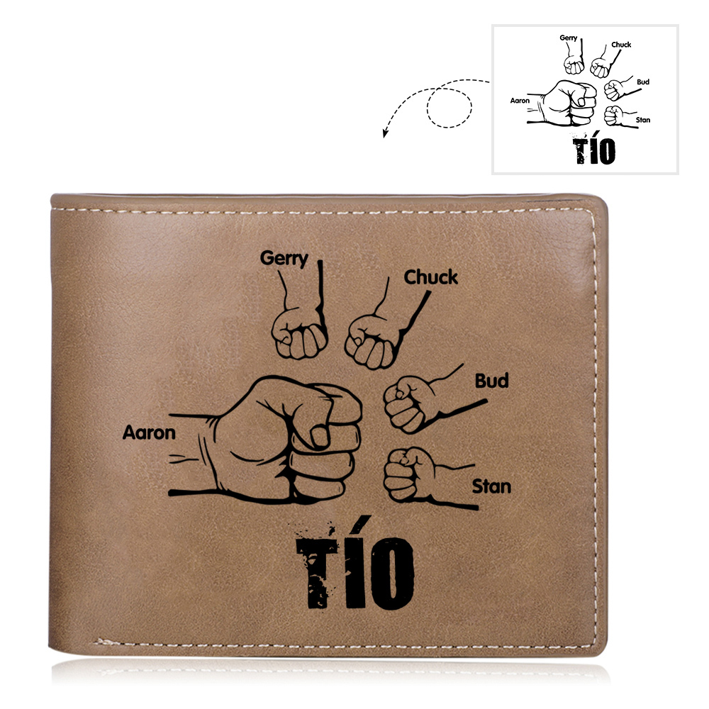 A mi tío-Cartera 2-5 nombres y foto personalizados billetera clásica puño a puño -Jessemade ES