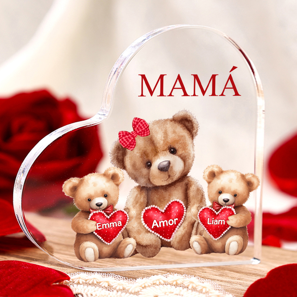 A mi mamá/abuela-Placa de acrílico "Nosotros" en forma de corazón 2 nombres y 1 texto personalizados-Jessemade ES