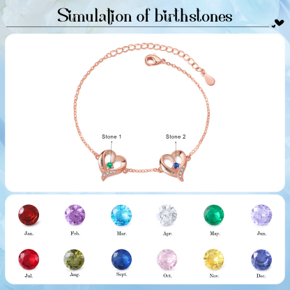 Pulsera 1-7 nombres y piedras personalizados con dije de corazón-Jessemade ES
