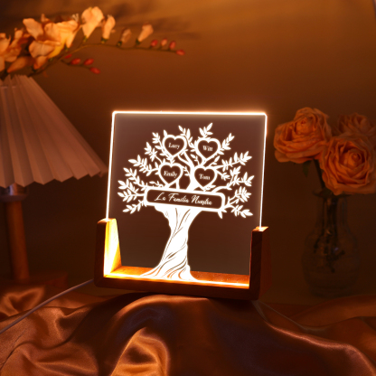 A mi mamá/abuela-Lámpara Personalizada con 2-8 Nombres y Texto "árbol de la vida" 3D Ilusión Luz de Noche-Jessemade ES