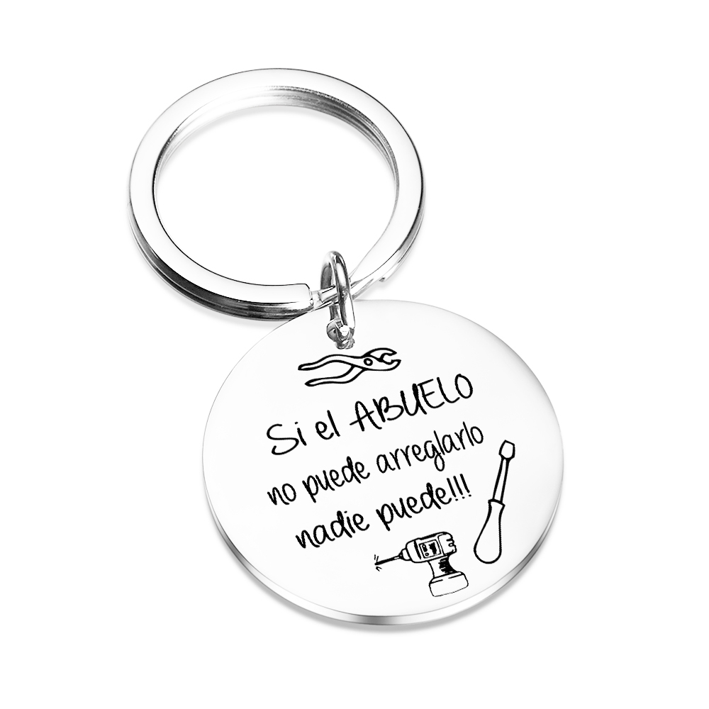A mi abuelo-Llavero de placa redonda "abuelo arreglar todo"-Jessemade ES