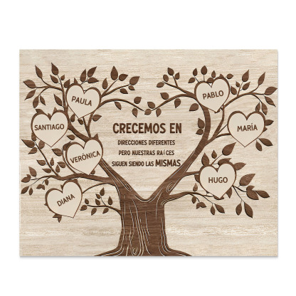A mi familia-Lámina marco de madera Árbol de la Vida 7 nombres personalizados-Jessemade ES