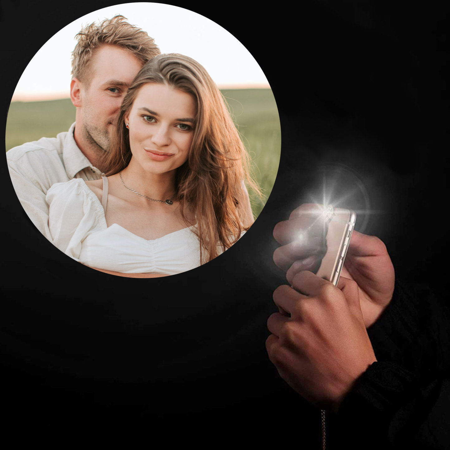 Pulsera de cuerda para pareja personalizada con 2 letras con proyección de foto y dije de corazón magnético-Jessemade ES