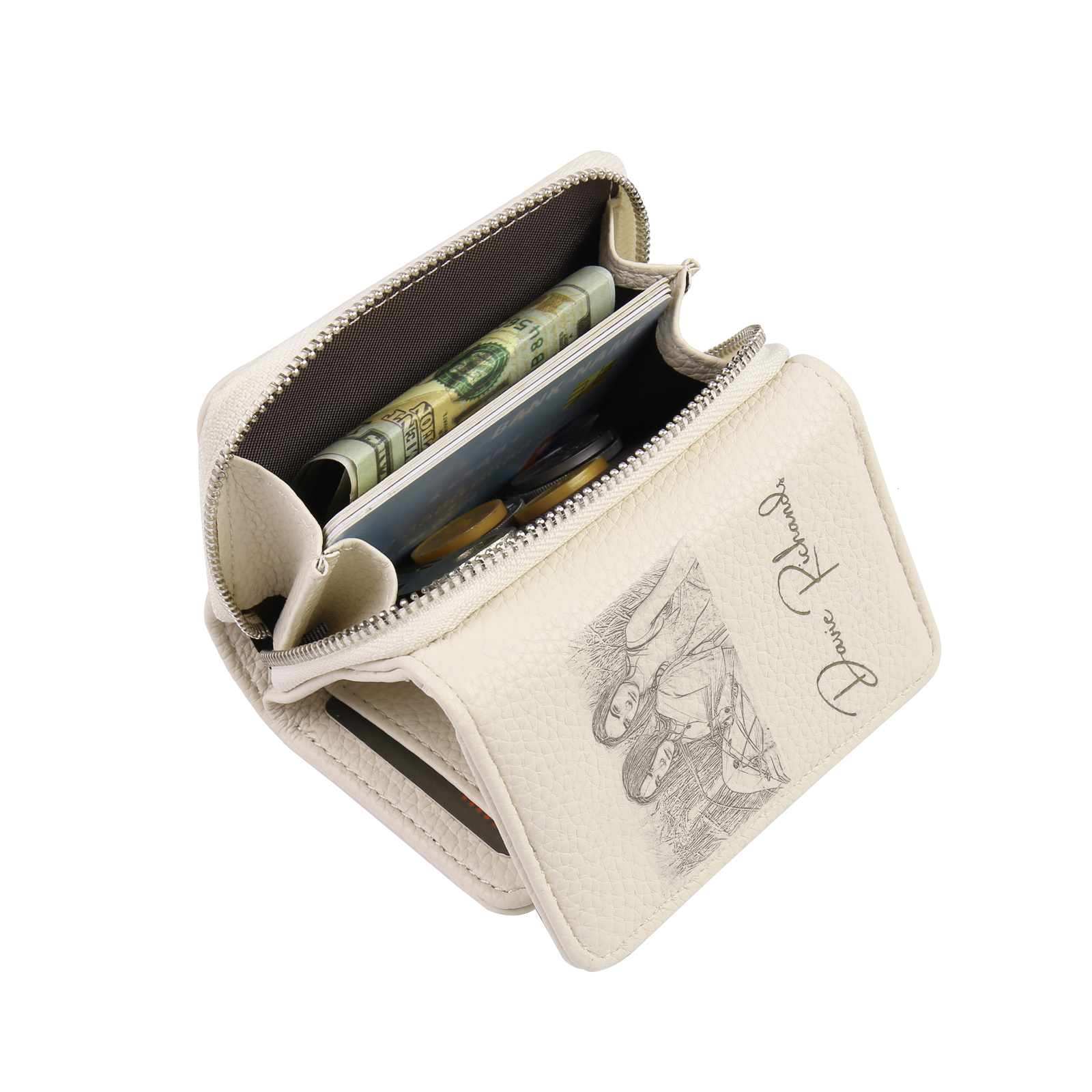 Cartera, billetera con 1 texto y 1 foto personalizados monedero clásico para mujer