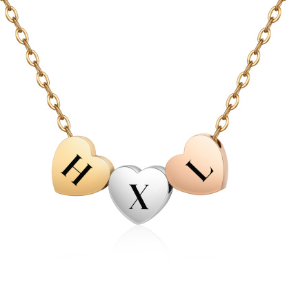 Collar de corazones personalizado con 3 letras-Jessemade ES