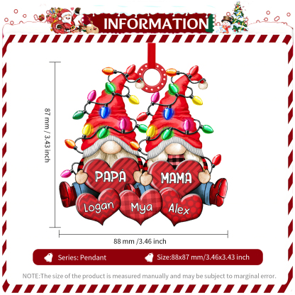 Navidad-Ornamento de duendes y corazones de madera para familia 5 nombres personalizados | Jessemade