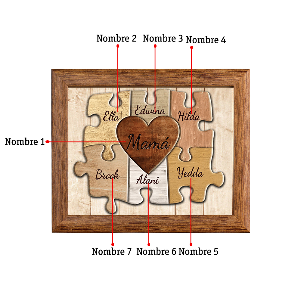 A mi mamá-Marco de 3-9 nombres personalizados rompecabezas de madera-Jessemade ES