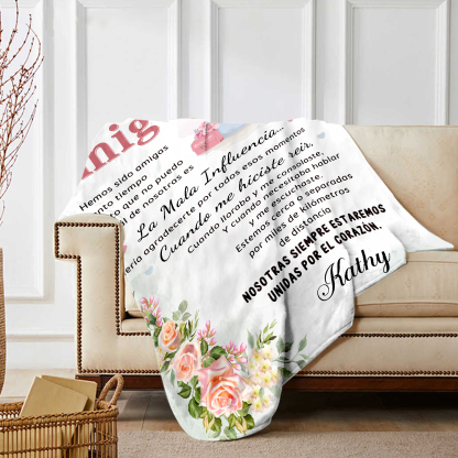 A mi amiga-Manta de buen calidad con frase amoroso y personalizada con 1 nombre-Jessemade ES