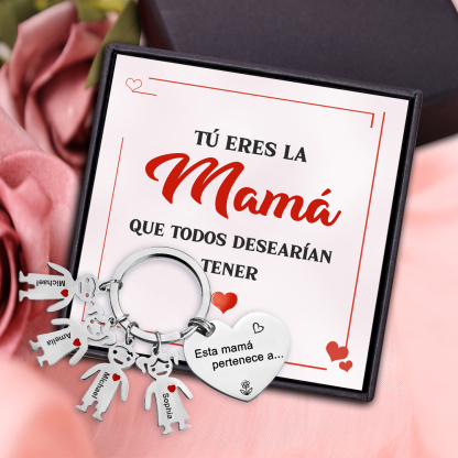 A mi mamá - Llavero con 4 nombres personalizados en "niños"-Jessemade ES