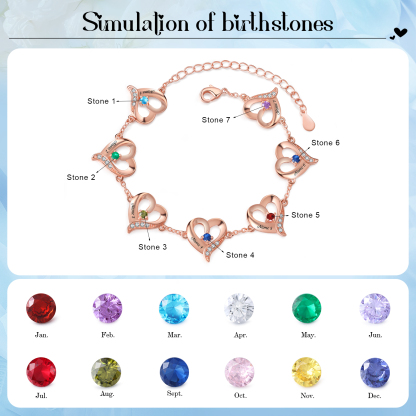 Pulsera 1-7 nombres y piedras personalizados con dije de corazón-Jessemade ES