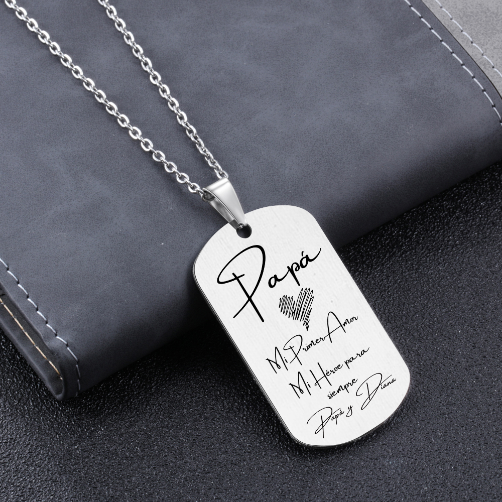 A MI PAPÁ-Collar de placa personalizada con texto y foto-Jessemade ES