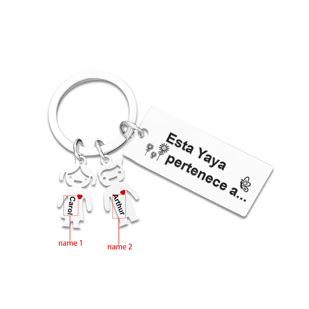 A mi abuela - Llavero "Esta Yaya pertenece a..." con 1-6 nombres personalizados en "niños"-Jessemade ES