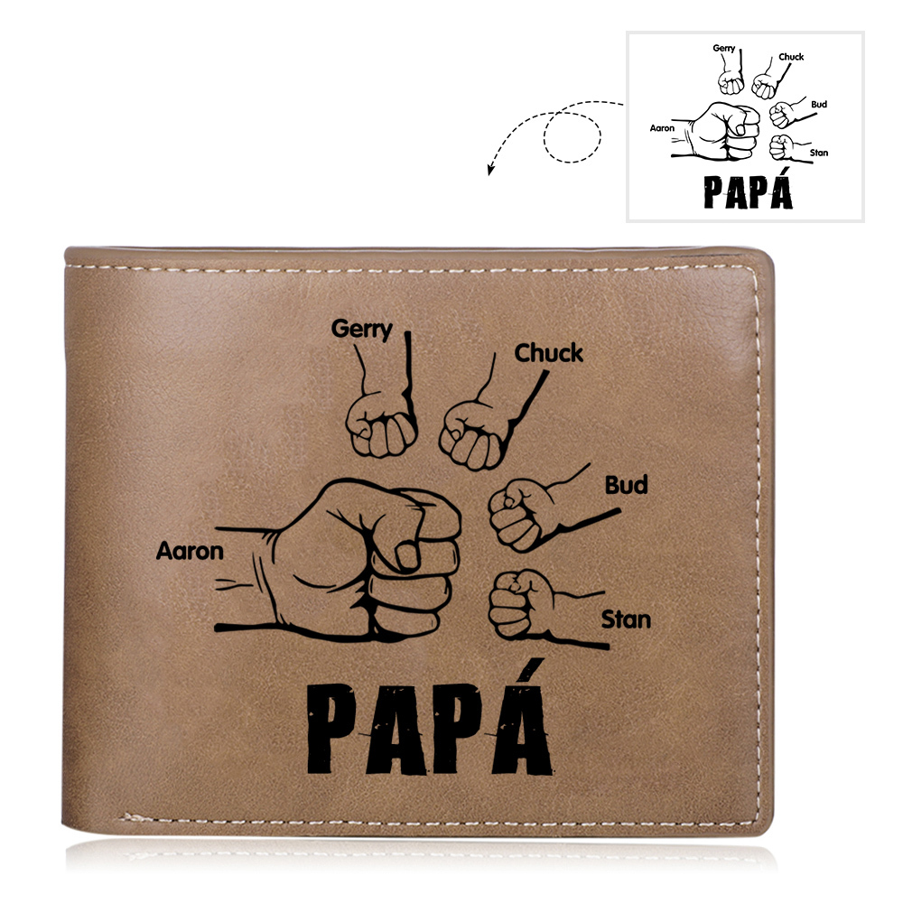 A mi papá-Cartera 2-5 nombres y foto personalizados billetera clásica puño a puño -Jessemade ES