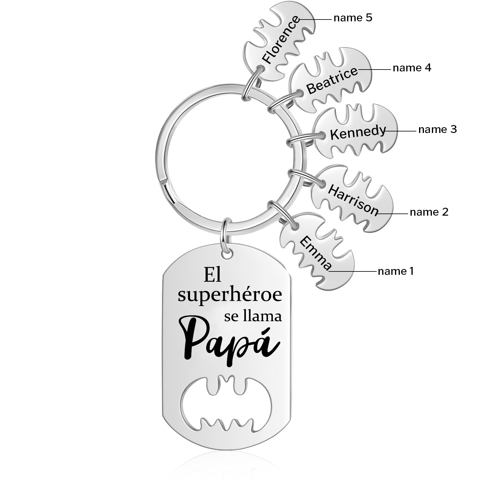 A mi papá-Llavero 1-5 Nombres Personalizados Batman-Jessemade ES