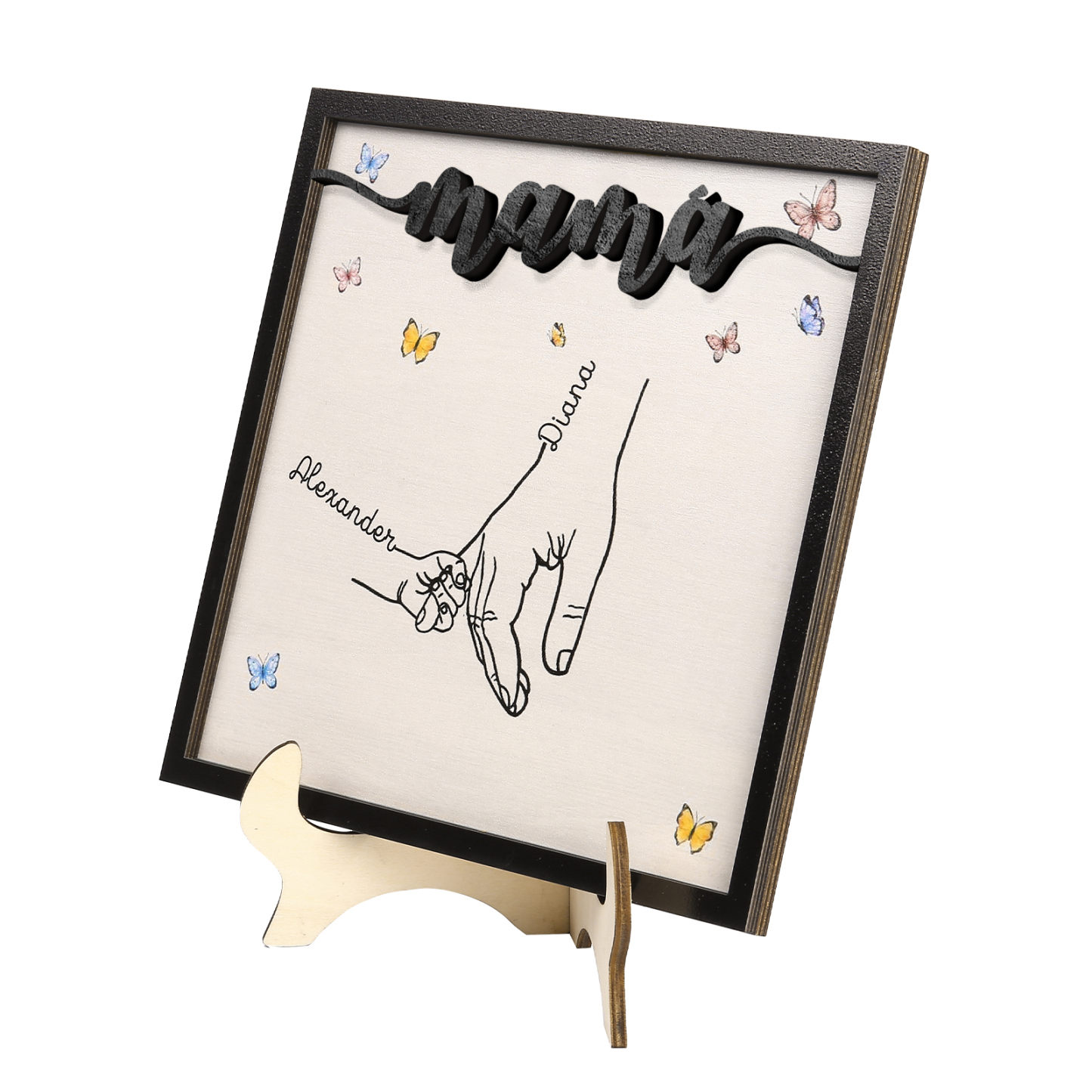 A mi mamá-Adorno 2-7 nombres personalizados decoración de madera mano con manitos-Jessemade ES