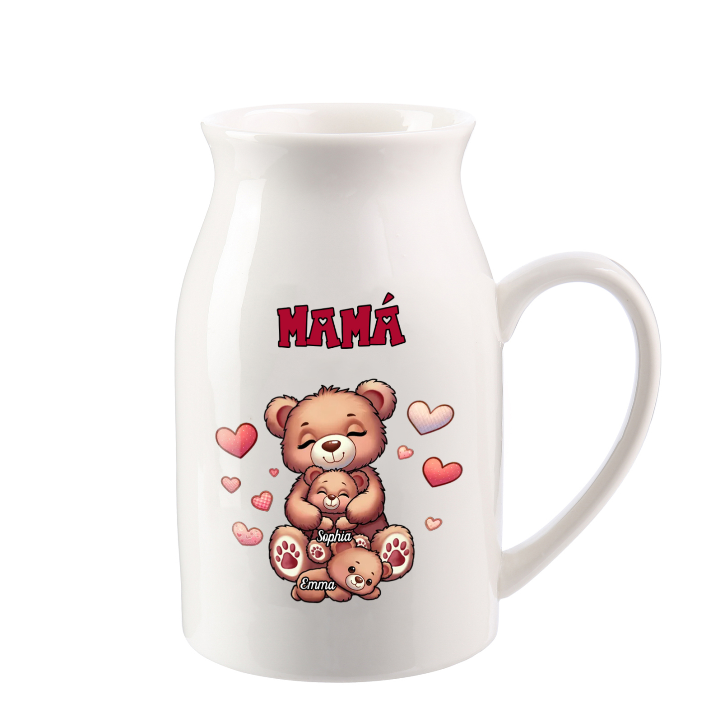 Florero de cerámica mamaosa y sus bebés 2-8 nombres personalizados con texto decoración del hogar-Jessemade ES