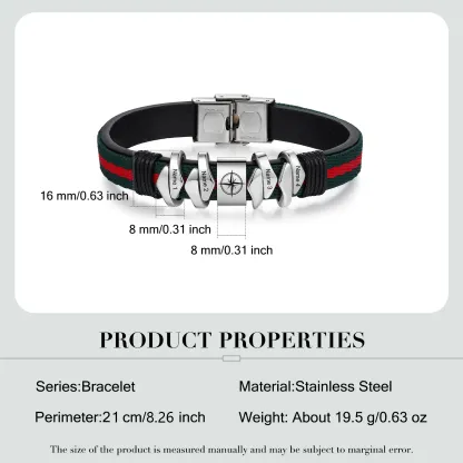 Pulsera 4 Nombres Personalizados de Cuero y Cuerda con Aros-Jessemade ES