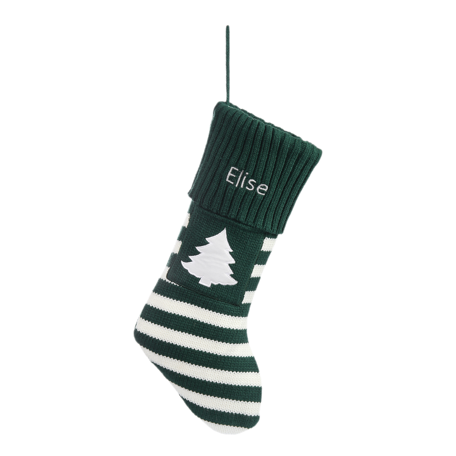 Adornos de medias navideñas con árbol o nieve Bolsa de regalo 1 Nombre personalizado-Jessemade ES