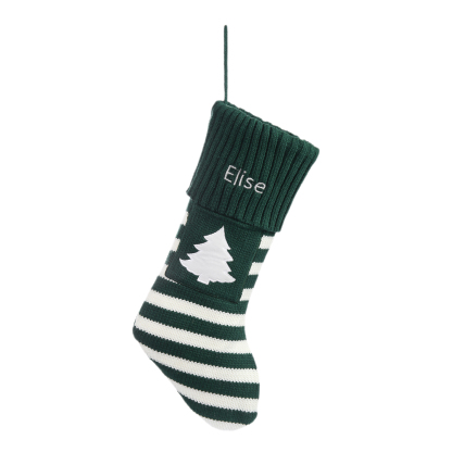 Adornos de medias navideñas con árbol o nieve Bolsa de regalo 1 Nombre personalizado-Jessemade ES