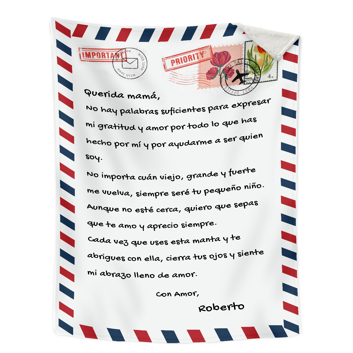 A mi mamá-Manta de buen calidad con frase amoroso y personalizada con 1 nombre-Jessemade ES