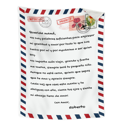 A mi mamá-Manta de buen calidad con frase amoroso y personalizada con 1 nombre-Jessemade ES