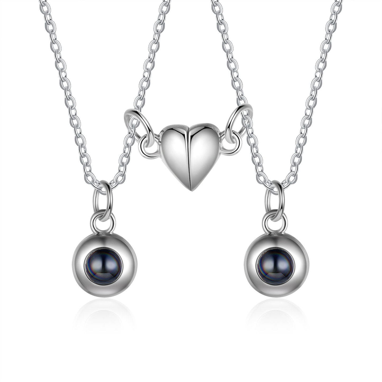 Collar para pareja con colgante de proyección de foto en color con dije de corazón magnético-Jessemade ES