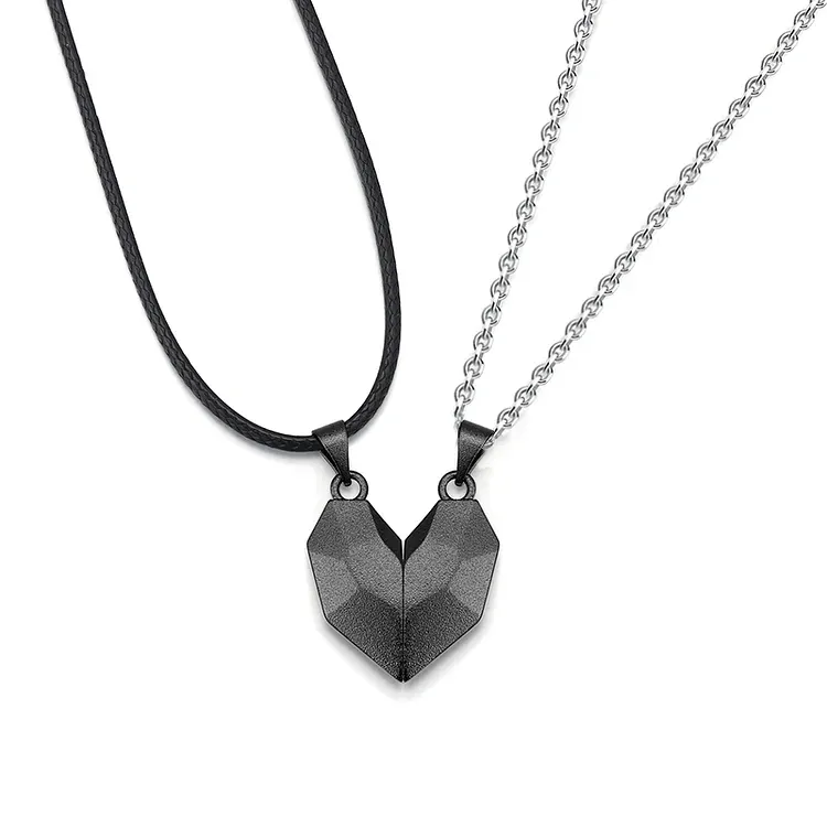 A mi amor-Collares personalizados para pareja con dije de corazón de rompecabezas magnético grabado de dos letras-Jessemade ES