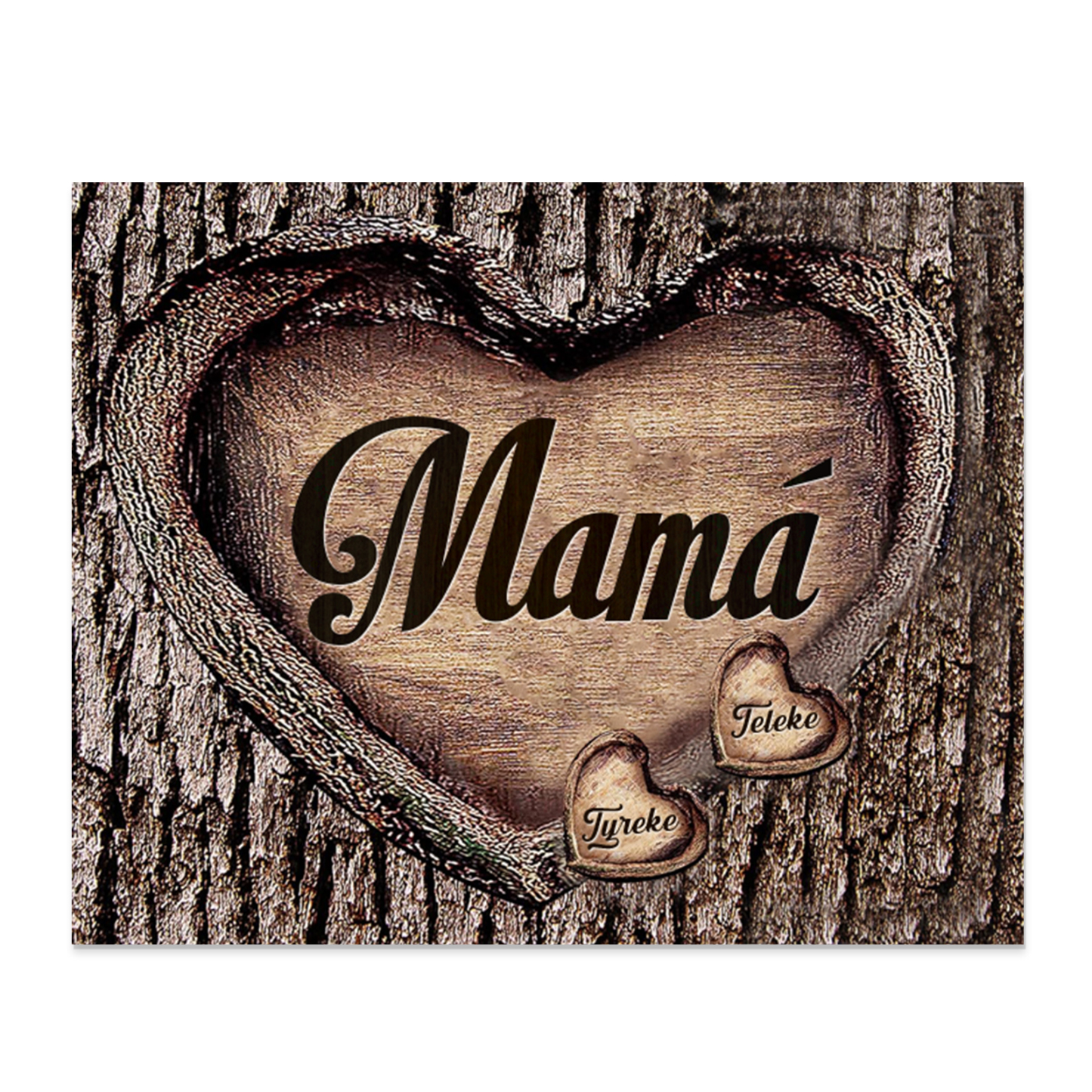 A mi mamá-Lámina marco de madera para mamá personalizado con 2 nombres-Jessemade ES