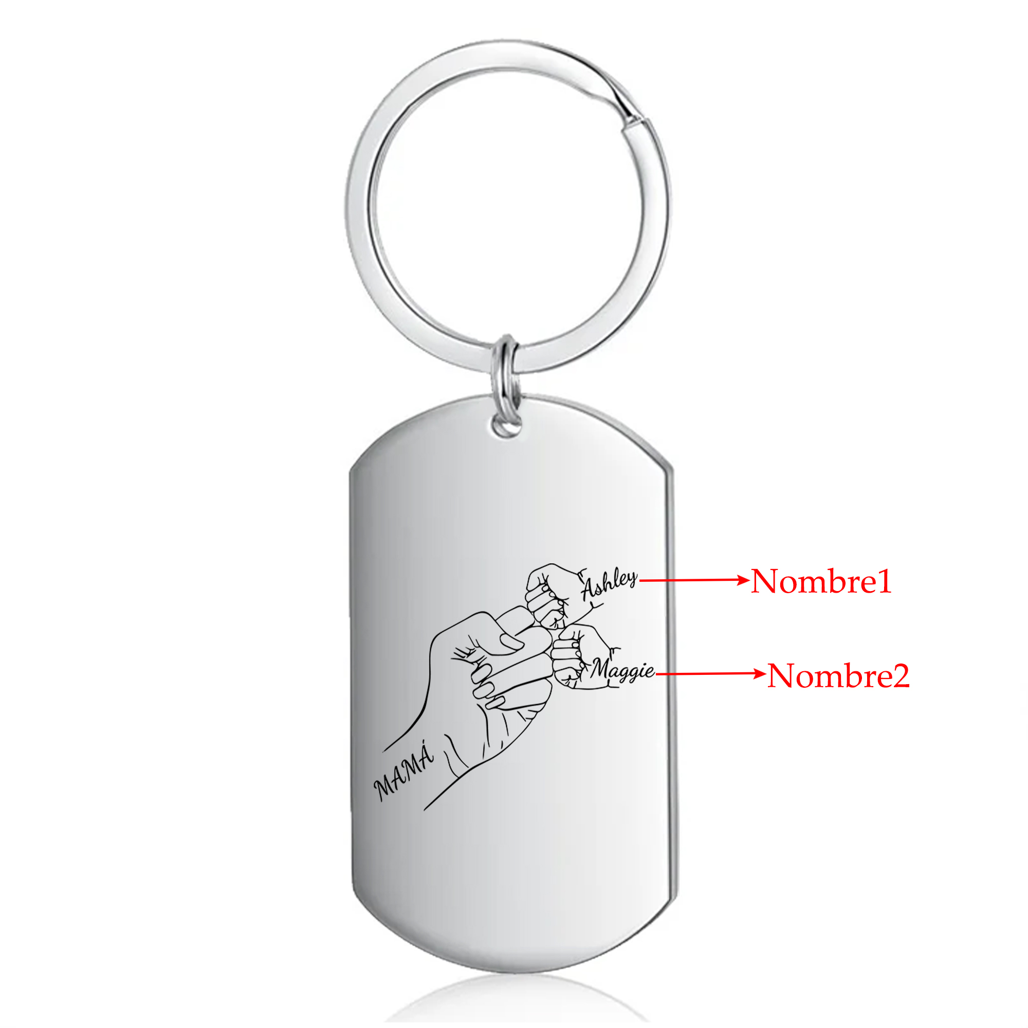 A mi mamá-Llavero 1-4 Nombres Personalizados "PUÑO CON PUÑO"-Jessemade ES