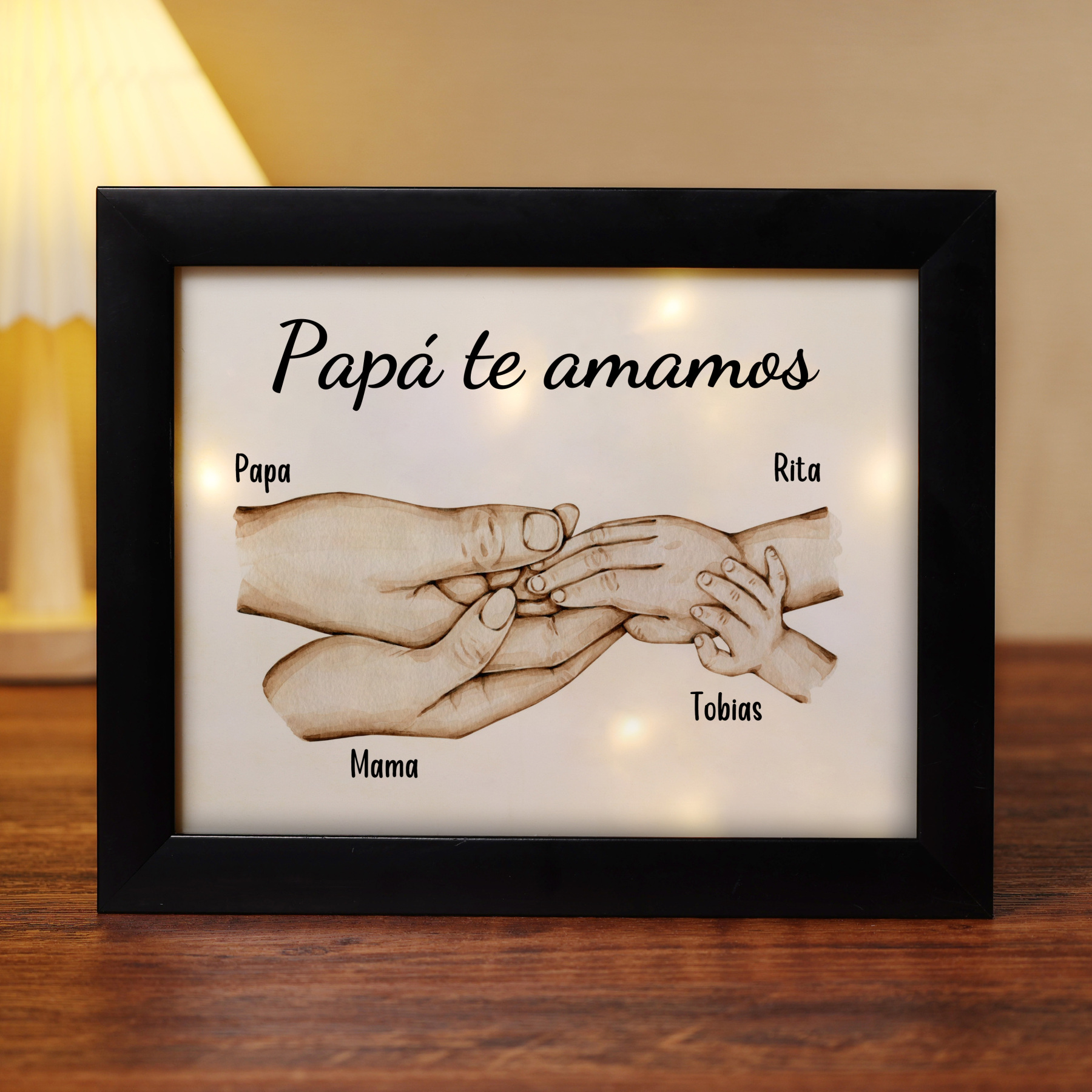 A mi papá-Marco de madera mano a mano 4 nombres personalizados con texto-Jessemade ES