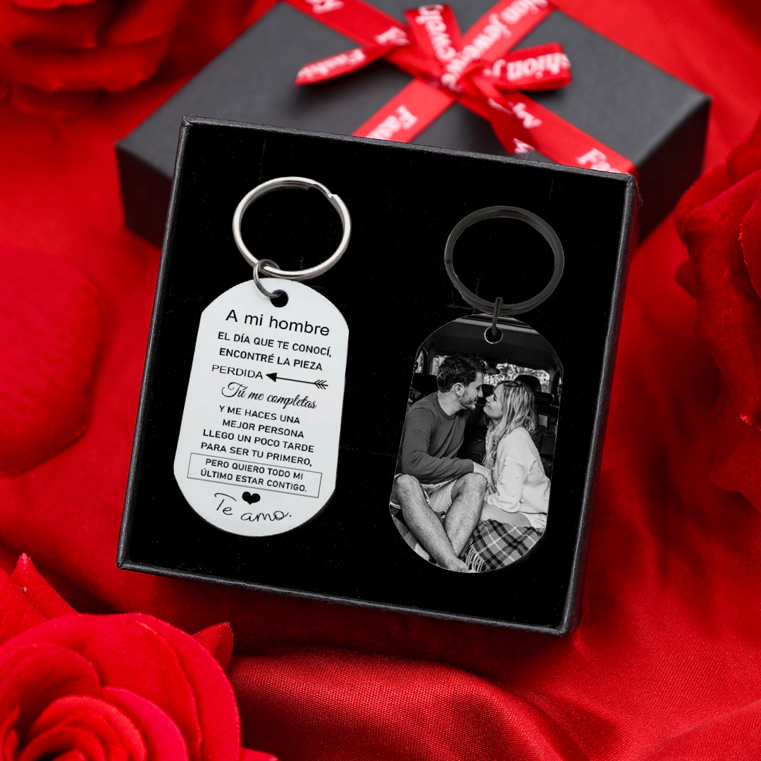 Llavero a mi hombre para pareja "Eres mi pieza perdida" 1 foto personalizada