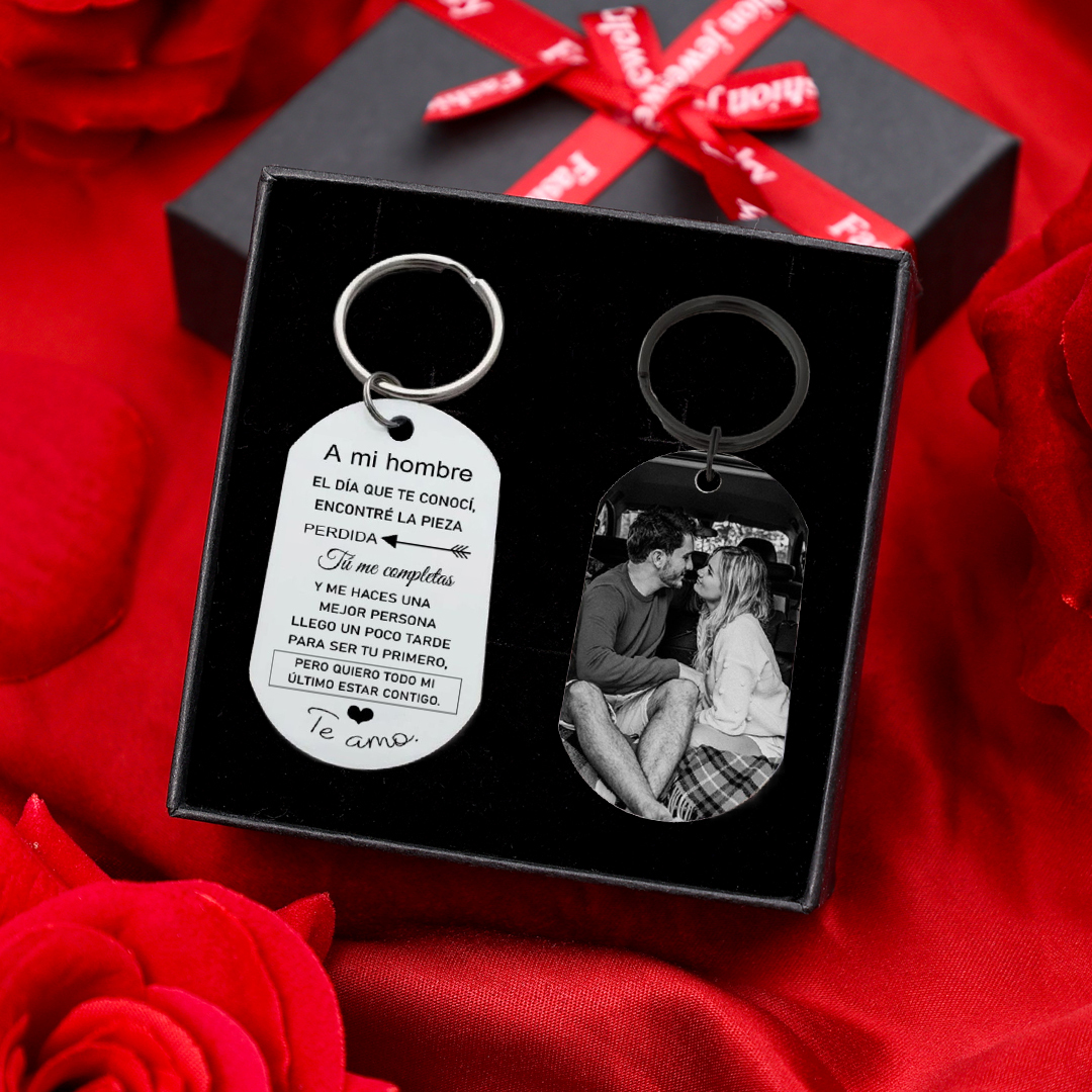Llavero a mi hombre para pareja "Eres mi pieza perdida" 1 foto personalizada