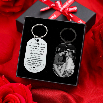 Llavero a mi hombre para pareja "Eres mi pieza perdida" 1 foto personalizada